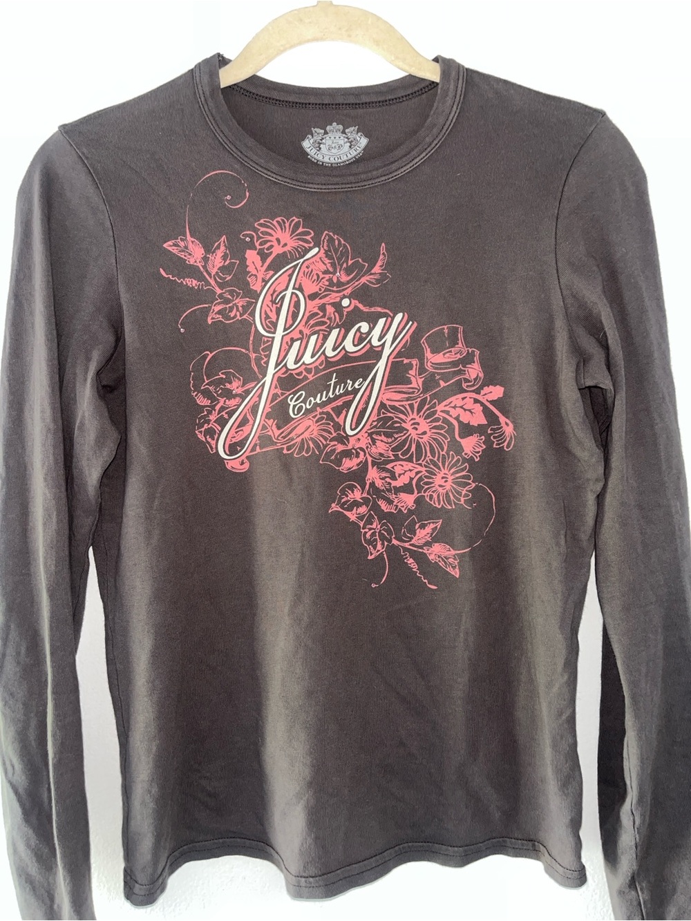 Vintage Juicy Couture Gray Crewneck Tee with White Logo